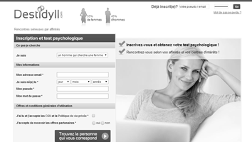 Capture d'écran du site de rencontre destidyll
